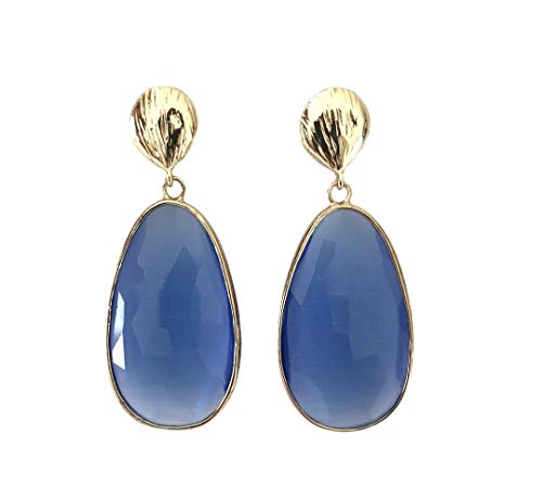 Boucles d'oreilles goutte bleu clair de haute qualité en verre