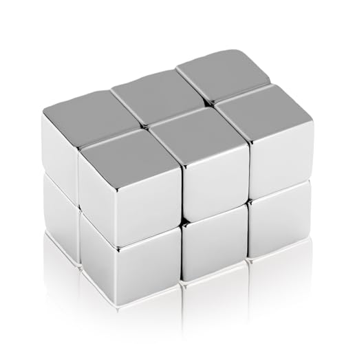 Lot de 12 Aimants en Néodyme Extra Puissants, 10 x 10 x 10 mm Aimant Cube, Premium Magnetic Cube...