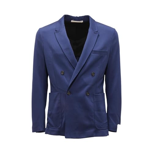 Giacca doppiopetto uomo jersey bleu Paolo Pecora veste blazer