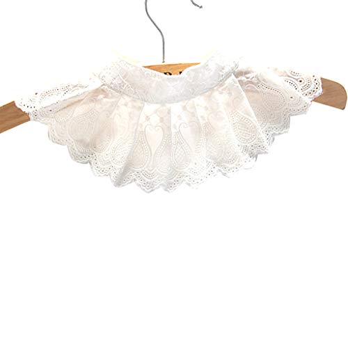 GROOMY 1 Unid Mujeres Bordado Decorativo Floral Encaje Plisado Blusa Falso Falso Cuello Color Sólido Ahueca hacia Fuera Reborde Festoneado Chocker Desmontable Media Camisa Cover