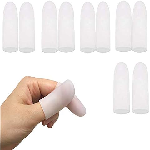 Kris-kikomy Gel Finger Protectors Finger Caps Silicone Fingertips Protection - Finger Cots Great for Trigger Finger, Finger Arthritis, Finger Cracking and Other Finger Pain Relief (Small) Cover