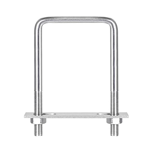 Image of uxcell Square U-Bolts, 2 Sets 78mm(3.07 inch) Inner Width 120mm Length M10 304 Stainless Steel U Clamp Bolt with Nuts and Plates, for Boat Trailer