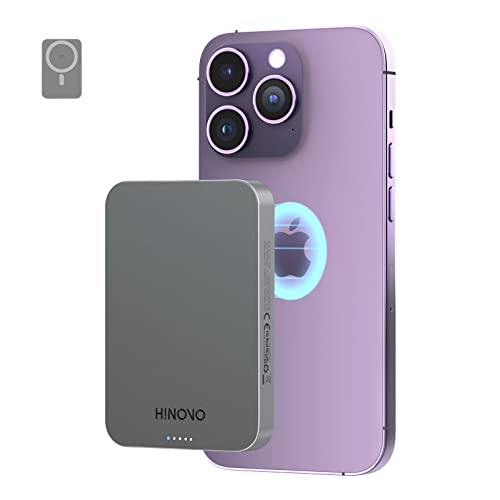 HINOVO Mag-safe Power Bank 10000mAh, Metal Design Ultra Compact Magnetic Battery Pack, PD 20W&15W Wireless Fast Charging Portable Charger for iPhone 16/15/14/13/12 Series