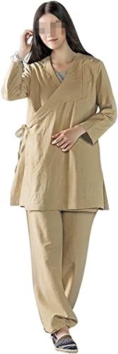 Fnhy Women's Tai Chi Uniform Chinese Kung Fu Clothing Cotton Buddhist Outfit Zen Meditation Clothing Set Martial Arts Uniform,Suitable For Women 23.4.23 (Color : Yellow, Size : Medium) #TOP5