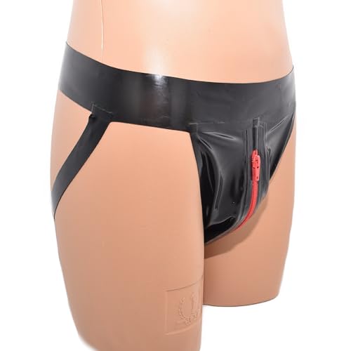 Jocks de látex con cremallera negro talla S ropa interior 0,4 mm 2