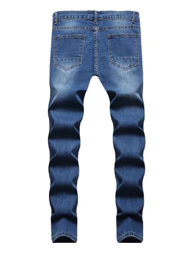 Mywinway Skinny Jeans for Men Spring Summer Stretch Ripped Mid Rise Tapered Leg Slim Fit Classic Distressed Denim Pants3