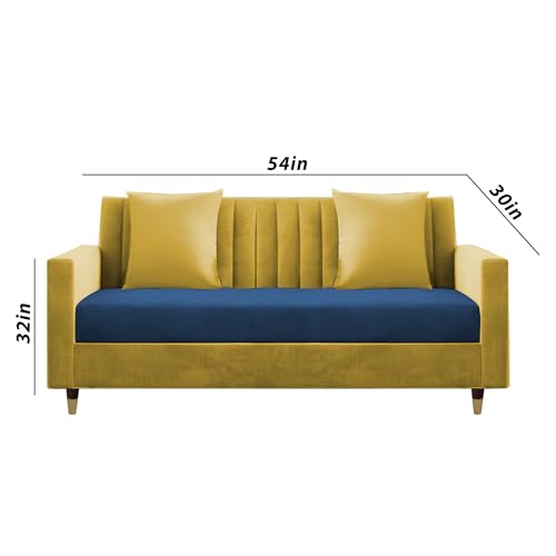 Image of Casaliving Garcia 3+2 Seater Sofa Set for Living Room (Yellow - Blue)