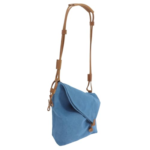 Sacoche bandoulière femme homme toile bleu vintage réglable 7x39cm