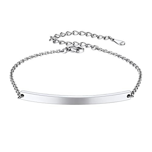Prosilver Stackable Id Bar Name Customizable Bracelets For Women Jewlery Girls Womens Sterling Silver Adjustable Bracelet #TOP12