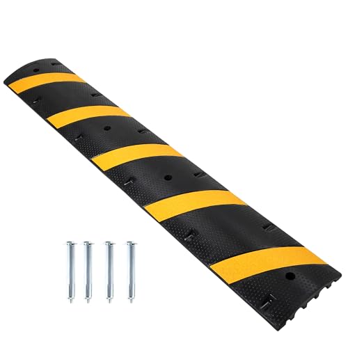 Heavy Duty Recycled Rubber Speed Bump 6Ft 1Pack | 2 Inch High Industrial-Grade for Asphalt Durable Traffic Calming Hump for Parking Lots, Garages & Roads | Weather Resistant