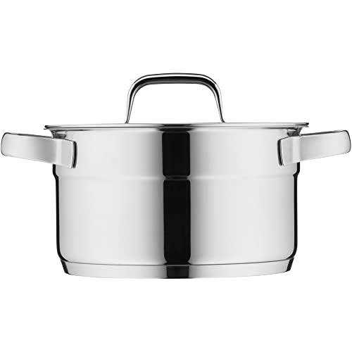 Foto von WMF Compact Cuisine Topfset Induktion 5-teilig, Kochtopf Set mit Glasdeckel, Cromargan Edelstahl poliert, Induktions Töpfe Set unbeschichtet, Innenskalierung