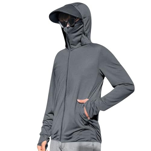 Sun Shirts for Men Hooded UPF 50+ Fishing Shirt SPF UV Sun Hoodie Rash Guard Long Sleeve Outdoor Hiking Swim Shirts