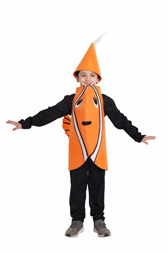 Image of Kaku Fancy Dresses Nemo Fish Cutout for Kids, Clown Fish Costume for Boys & Girls (Freesize /Only Cutout with Cap)
