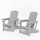 Adirondack Chair Set of 2, HDPE All-Weather Fire...