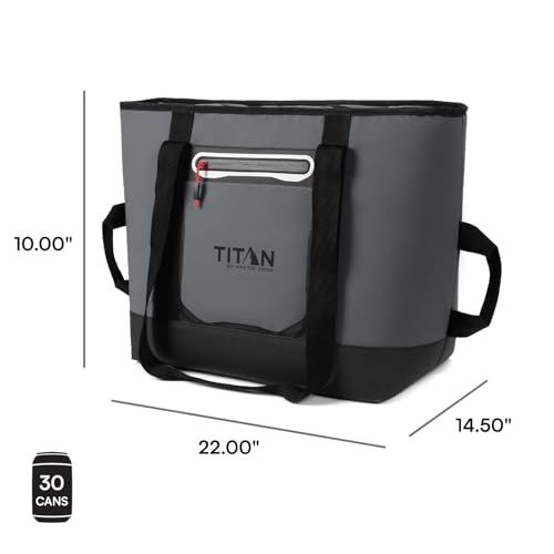 Image of Titan by Arctic Zone 30 Can Cooler Tote with Strap | Insulated Tote Bag with leek proof lining, handle, shoulder strap, and zipper for lunch, picnic, and travel