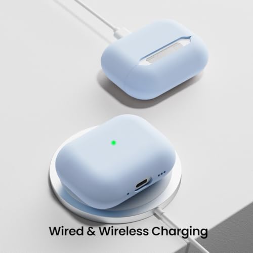 ORNARTO Pokrowiec na Airpods Pro 3 (2025), etui kompatybilne z Airpods 3 Gen, silikonowy płyn premium (twarde wnętrze, nie odkształca się), ze smyczą i narzędziem do zdejmowania, błękitne