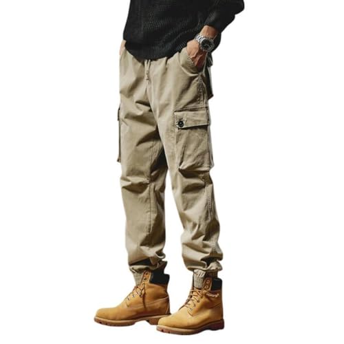 Pantalon cargo homme coupe droite et décontractée en couleur unie