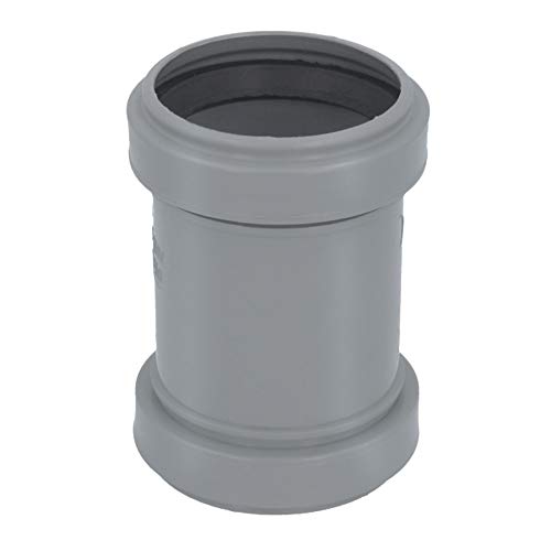 HT Rohr Überschiebmuffe Ø DN 50 mm Länge 105 mm Grau | PP Muffe Mit 2 Gummidichtringen | Kanalrohrsystem Abwasserrohr Doppelmuffe Heißwasser Chemische Beständigkeit | Abwasser Installation