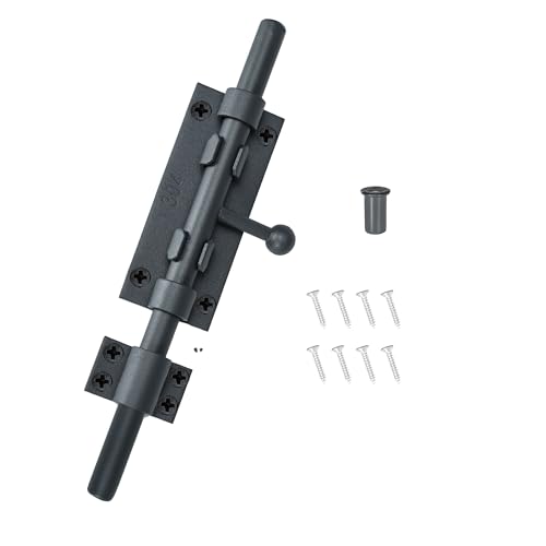 Barrel Bolt Latch 9.6 Inch Gray Cane Bolt Heavy Duty Gate Latch 304 Stainless Steel Slide Bolt Latch Hardware for Outdoor Fence Wooden Gates Barn Door Inside Door