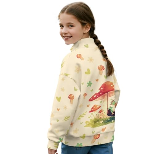 Girls Long Sleeve 1/4 Zip Pullover Sweatshirt Trendy Streetwear Top for School Casual Outing Sports Sizes 5-14Y3