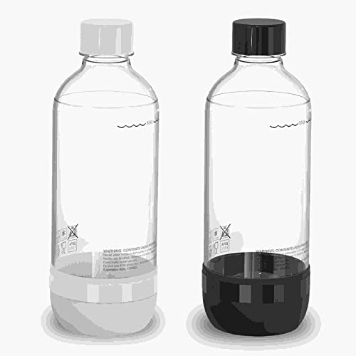 pinci Reusable Soda Stream 1-Liter Carbonating Bottles,BPA-Free Sparkling Water Bottle,Compatible Soda-stream Water Maker(Black+White)