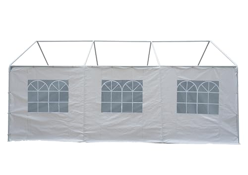 Seitenplane für Zelt 6x4 Meter, PE Weiss mit Fenstern