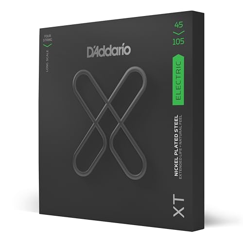 D'Addario XTB45105, XT Bass Guitar Strings Nickel Plated Steel, Light Top/Medium Bottom, Long Scale,...