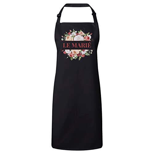 Tablier cuisine marié cadeau de mariage original motif bouquet de fleurs