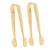 HOLIDYOYO 2 Stück Edelstahl Zuckerzange Gold mit Muster Kleine Eiszange für Zuckerwürfel Servierzange für Tee Party Kaffee Bar Praktische und Elegante Küchenzange für Gebäck und Appetizer