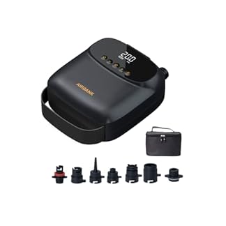 AIRBANK Mini Electric SUP pump The PUFFER Pro Paddle Board Pump with Type C Rechargeable Battery 20PSI Dual Stage Auto Off Electric Air Pump for Paddleboard Mattress Surfing Kite etc