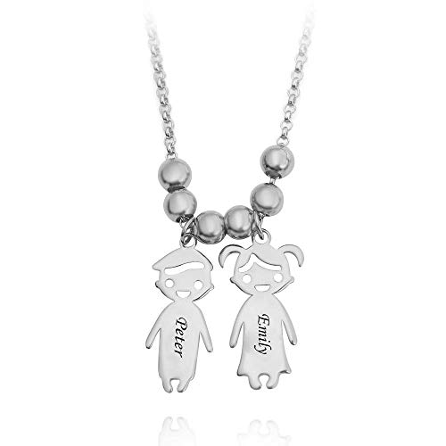 Personalized 1-5 Charms Mothers Necklace Engraved Families Name Charm Necklace Dainty Jewelry Gift for Mother's Day, Christmas, Birthday