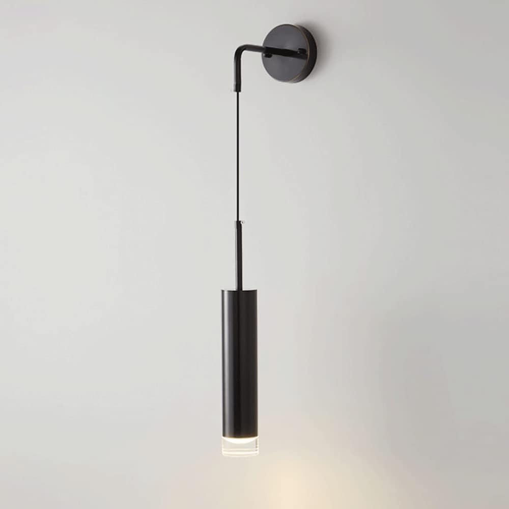 Lampe Murale À Flûte, Applique Murale De Chevet, Applique Murale En Laiton Noir Avec Abat-Jour En Acrylique, Appliques Murales À Long Tube En Cuivre, Appliques Murales D'Éclairage Led Modernes