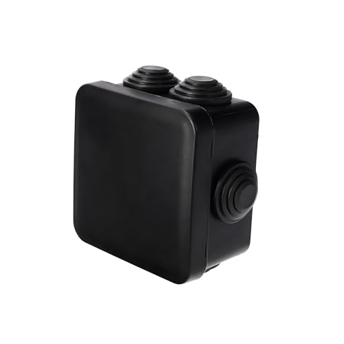 EDO Scatola da Parete IP55 Impermeabile 78x78x47 mm Nera – Resistente ai UV, Senza Alogeni – Scatola di Derivazione con Pressacavi e Coperchio a Scatto Interno/Esterno