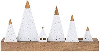 Räder Living Xmas 89874 Light Object Mountains Porcelain and Acacia Wood with Gold Accents 25 x 7 x 13.5 cm