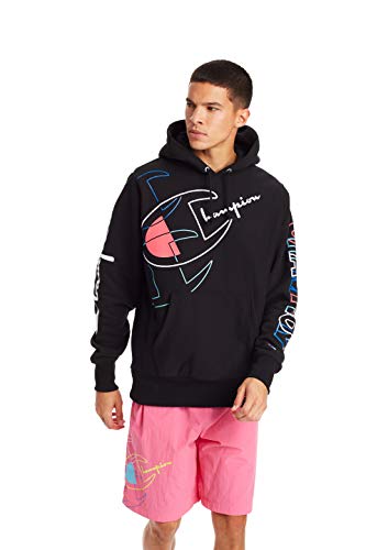 Champion LIFE Men's Reverse Weave Pull Over Hood-Print, Black, XX-Large