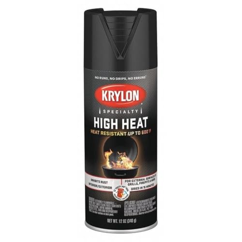 Krylon K01618777 High Heat Satin Black, 12 Ounce (Pack of 1)