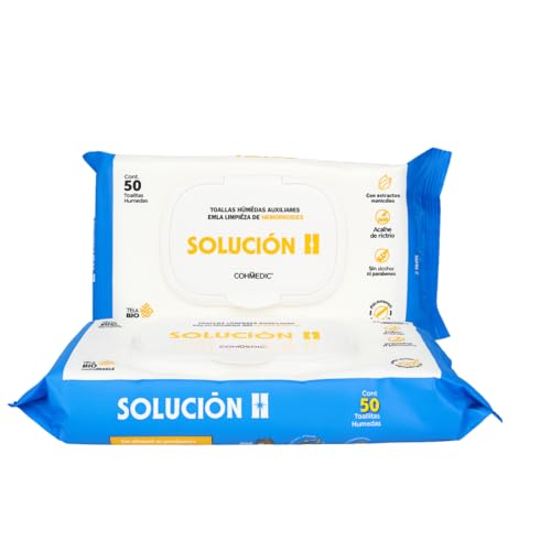 Listado de Auxiliares los 10 mejores. 50 GRUPO GADMI 100 TOALLITAS HÚMEDAS AUXILIARES SOLUCIÓN H DE HEMORROIDES ALIVIA ALMORRANAS