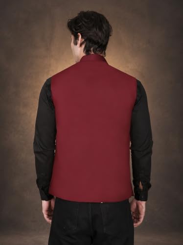 Image of Vastraa Fusion Bandi Modi Koti, Nehru Jacket for Men, Cotton Waistcoat for All Occasion: Diwali, Wedding, Ethnic, Office Party, Formal & casual Look