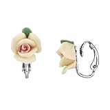 1928 Bridal Porcelain Rose Clip Earrings