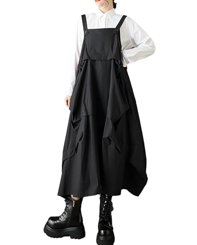 ellazhu Robe pour Femmes, à Bretelles, Unie, sans Manches, Grande