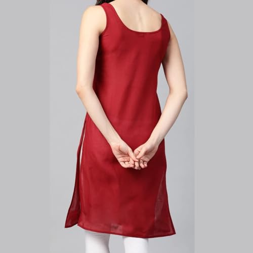 Image of Women's Sleeveless Cotton Inner Slip Dress Round Neck Soft Comfortable Fit Full Length Camisole Innerwear Summer top Undergarment for Girls
