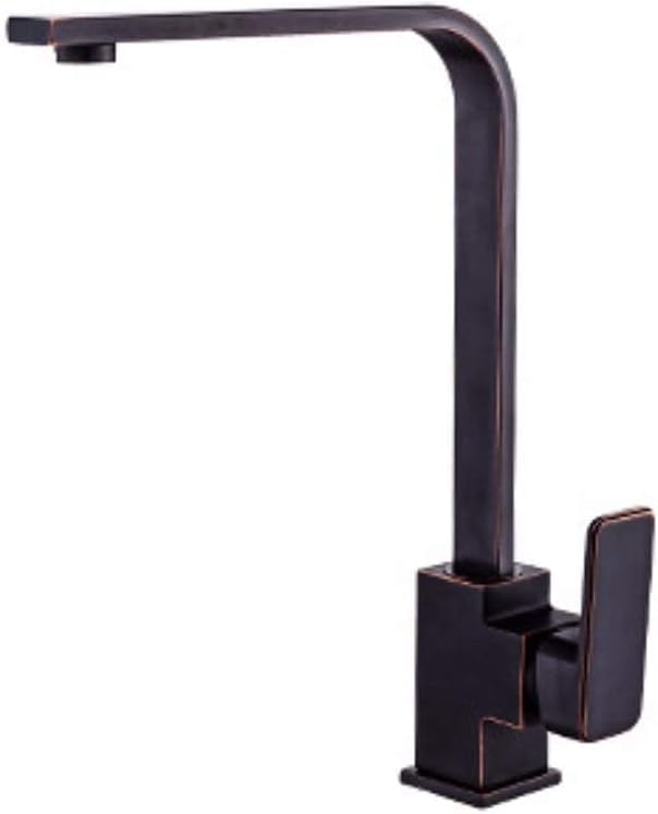 Robinet mitigeur de cuisine en cuivre pour évier eau chaude froide noir