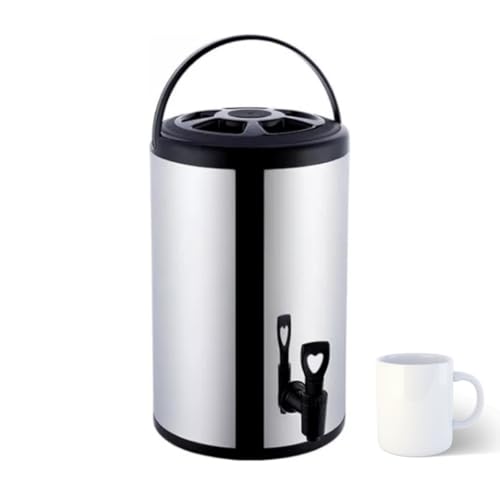 8L Stainless Steel Hot Water Urn, Boiling Water Dispenser for Tea& Hot Drinks, Double Walled Insulated Beverage Dispenser with Spigot, Milk Tea Bucket Insulated Barrel for Hot Water Or Beverage