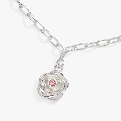 Alex and Ani Flower and Crystal Chain Bracelet:Shiny Silver:White3