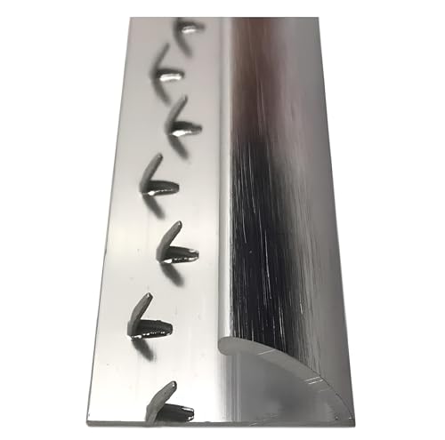 Single Edge Trim Carpet to Vinyl/Lino - Brushed Silver - 1000mm (3.28ft) Threshold Metal Plate Tile to Carpet Cover Strip - Flooring Door Bar - MW Profiles