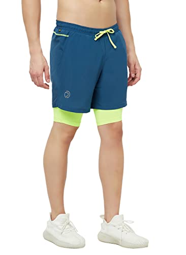 Image of TRUEREVO - 2 in 1 Running Sports Shorts for Men with Mobile Phone Pocket - Quick Dry & Lightweight Moisture-Wicking Active Wear, Gym Shorts for Men Workout - Double Layer Half Pant with Inner Tights