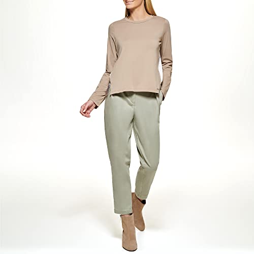 Image of DKNY Women's Long Sleeve Mixed Media Crewneck Sportswear Top
