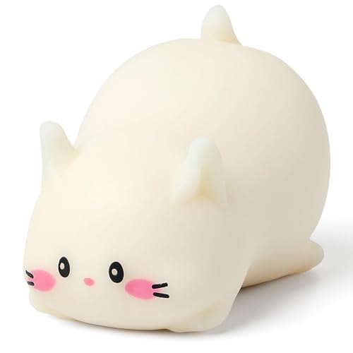 Calkkrer Linda bola de estrés de gato blanco, divertido juguete antiestrés, juguete antiestrés, juguete de compresión antiestrés, artículo de relajación para niños y adultos, regalos de fiesta