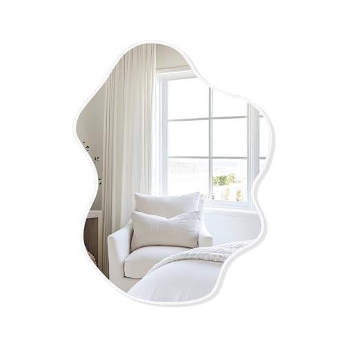 CULER Irregular White Bathroom Wall Mirror,22 x 30 Inch Asymmetrical