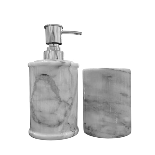 Accessoires de salle de bain en marbre blanc de Carrare chic